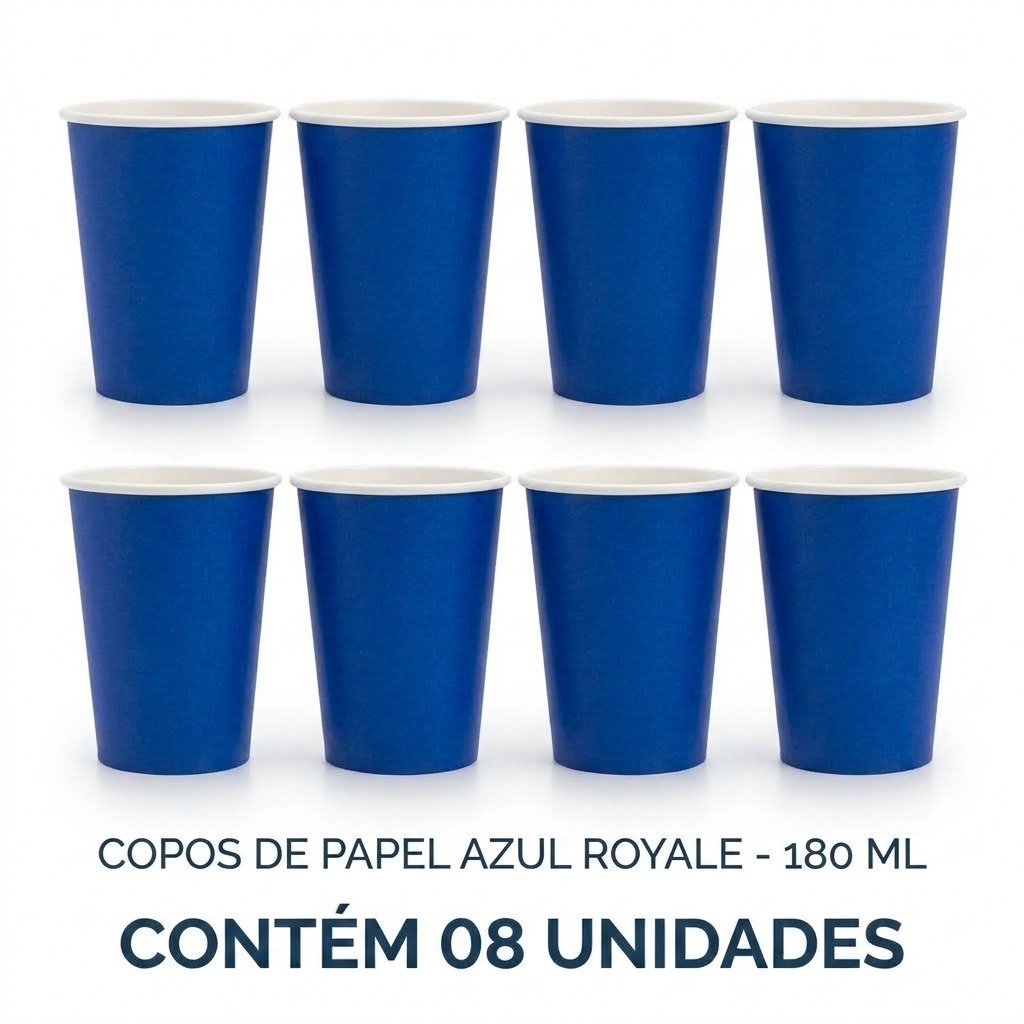 Copo Papel 180 ml Festa Colors Azul Royal 8 uni