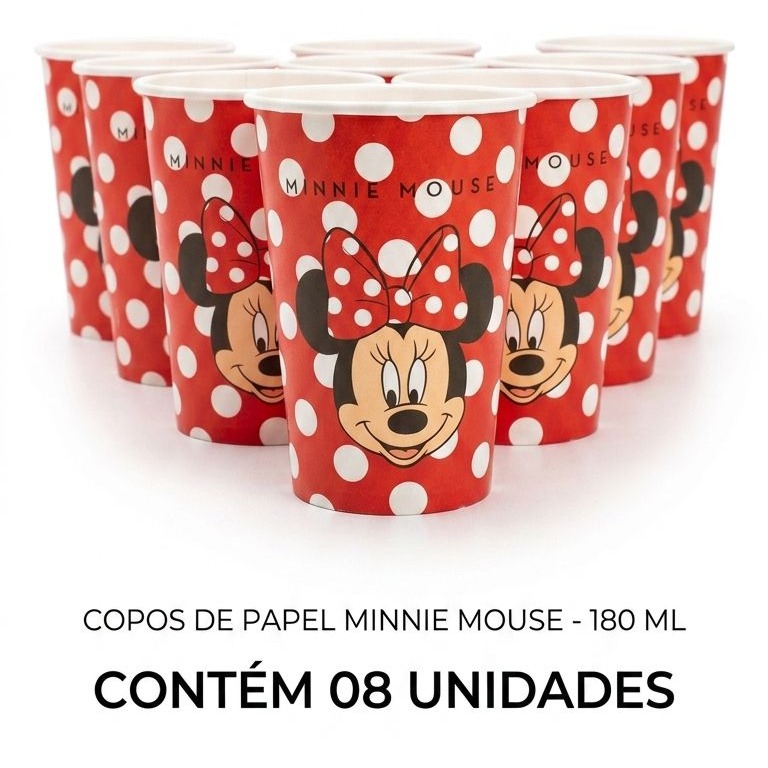 Copo Papel 180 ml Minnie Mouse 8 un.