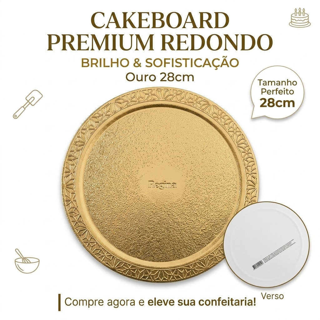 Cakeboard Redondo Ouro 28 cm