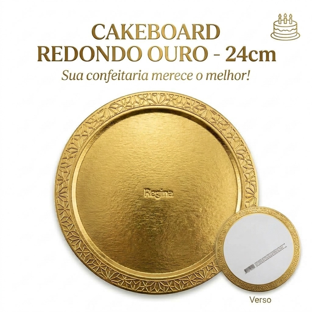 Cakeboard Redondo Ouro 24 cm